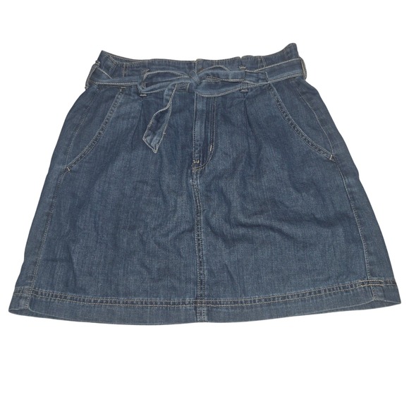 American Eagle Denim Tie Waist Mini Skirt Cotton Hemp Blue Casual Size 4 NWT - Picture 1 of 10
